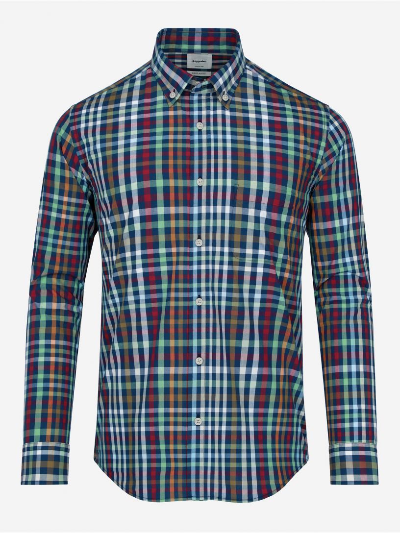 Camisa Casual Popelina a Cuadros Multicolor