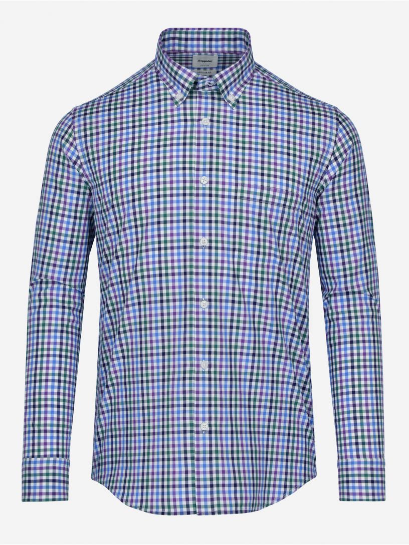 Camisa Casual Twill a Cuadros Morada