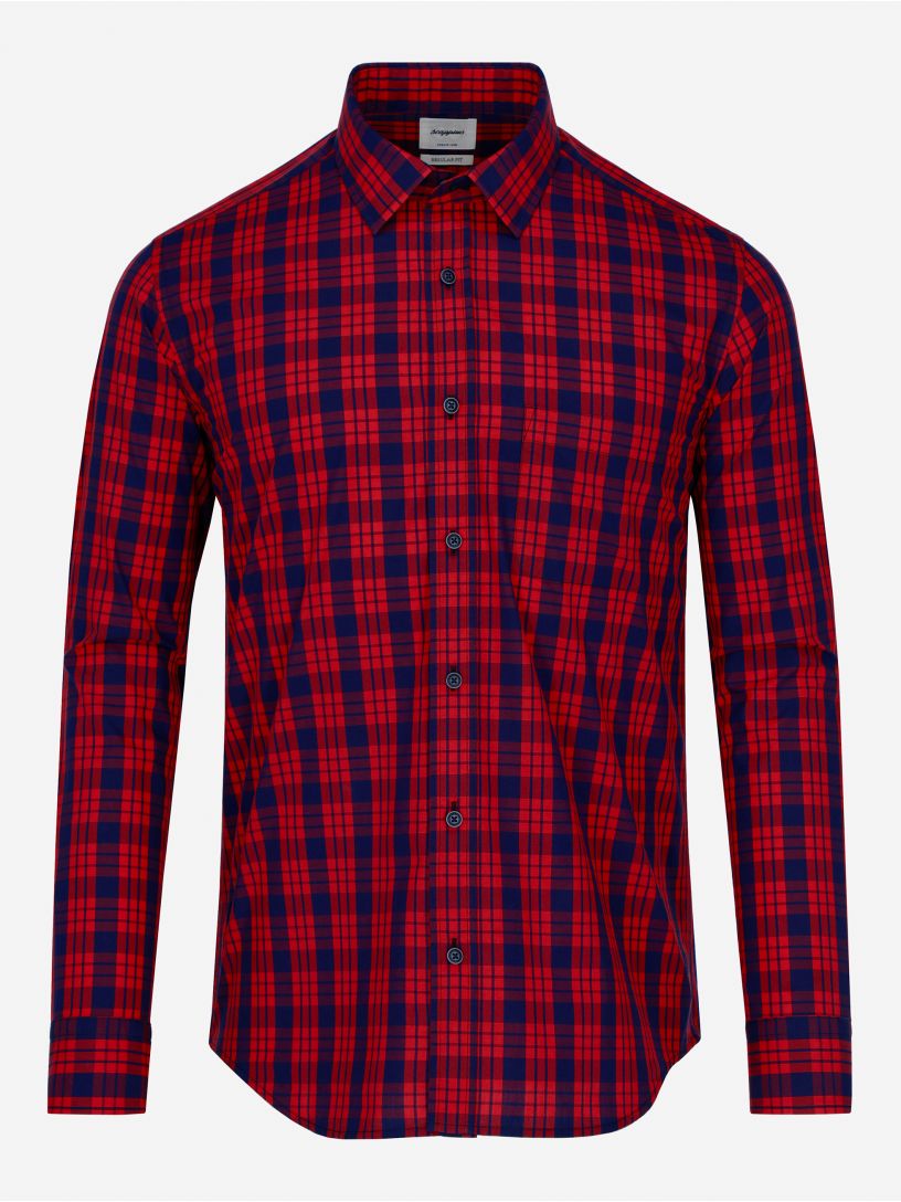 Bicolor Plaid Poplin Casual Shirt