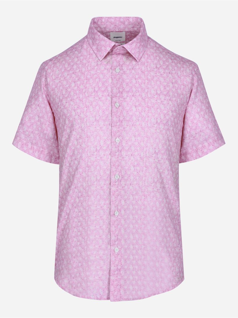 Camisa Casual Paisleys Lino Melange Rosa