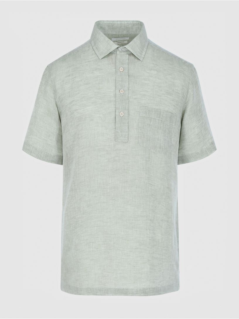 Camisa Casual Manga Corta Estructura de Lino