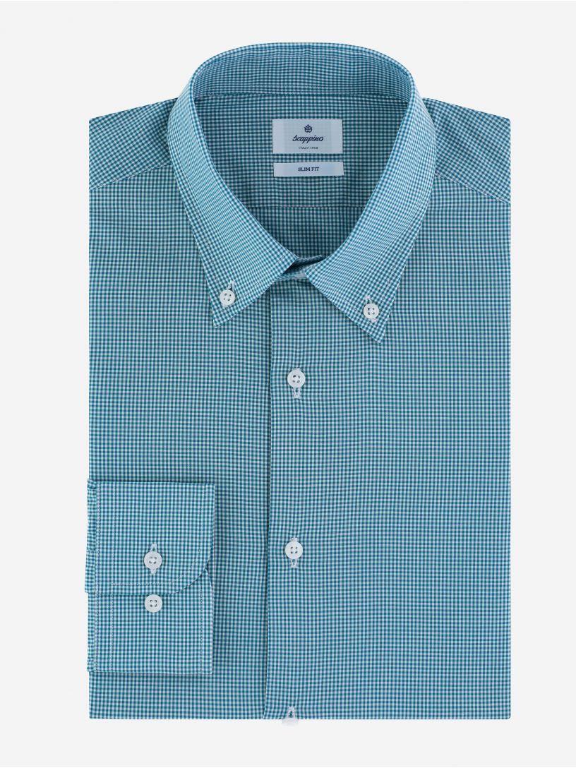 Camisa Business Casual Popelina 50s a Cuadros Slim Fit
