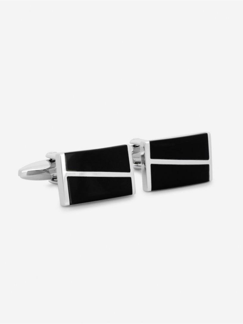 Mancuernilla Rectangular con esmalte negro