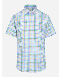 Camisa Casual Lino-Algodon a Cuadros Multicolor